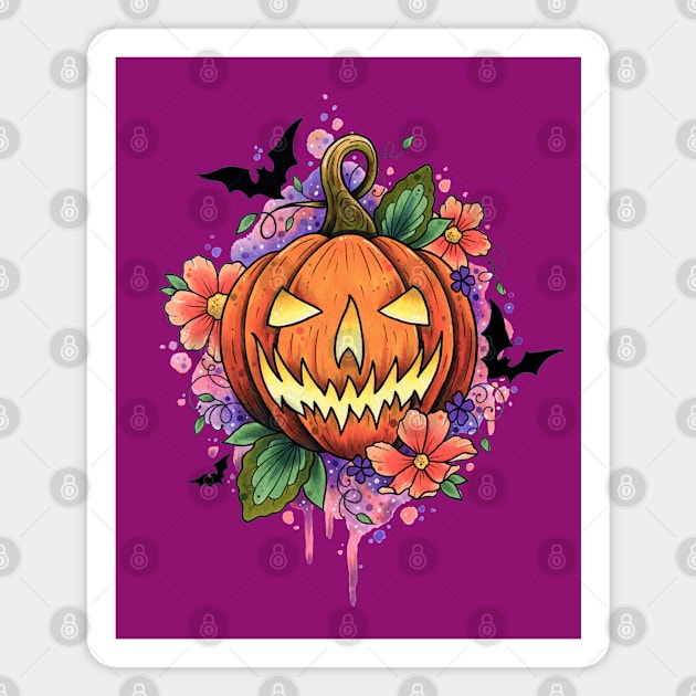 Jack O Lantern Pumpkin Design by Lorna Laine Magnet by Lorna Laine